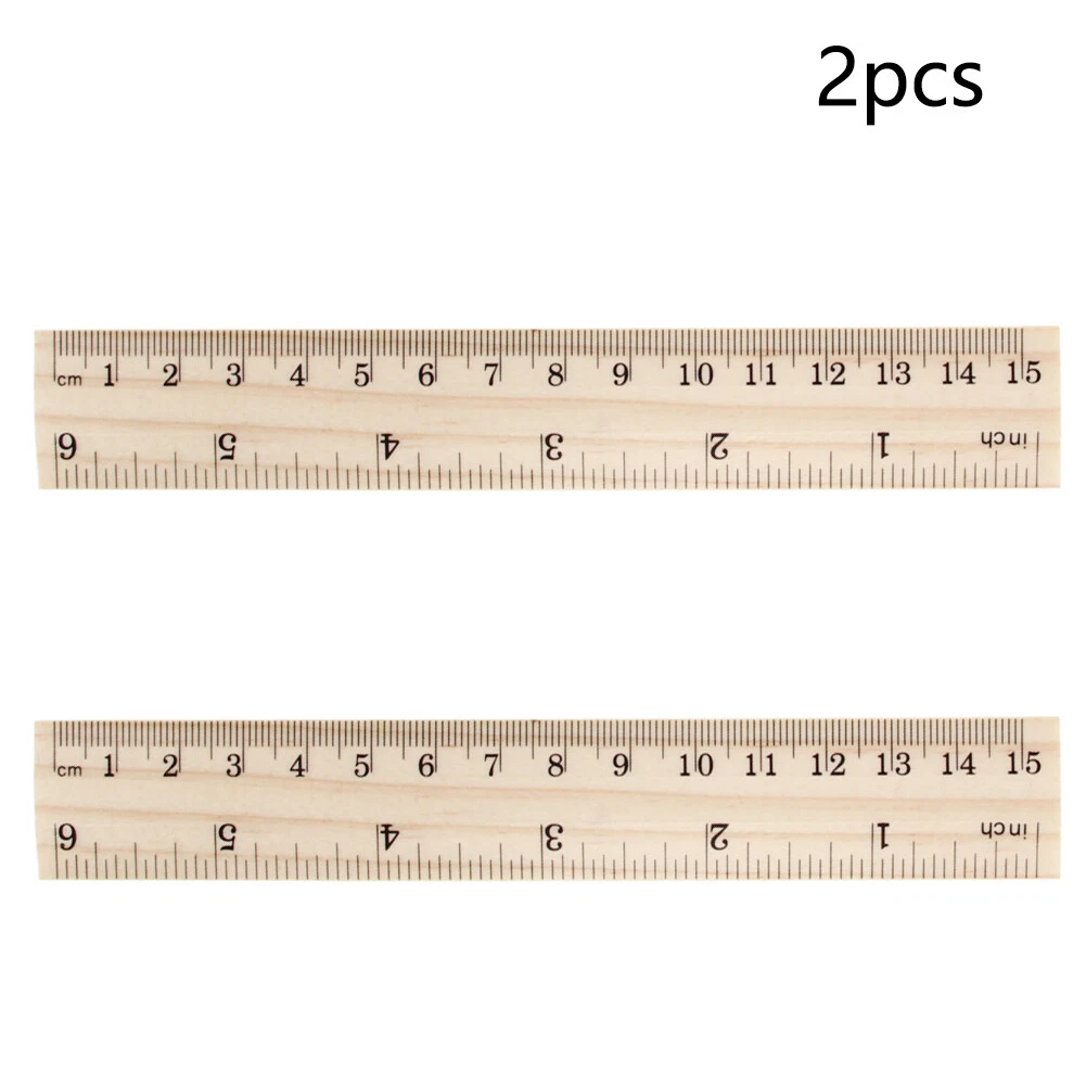 6 inch Double- Scale Wooden Straight Ruler Office Teaching Ruler