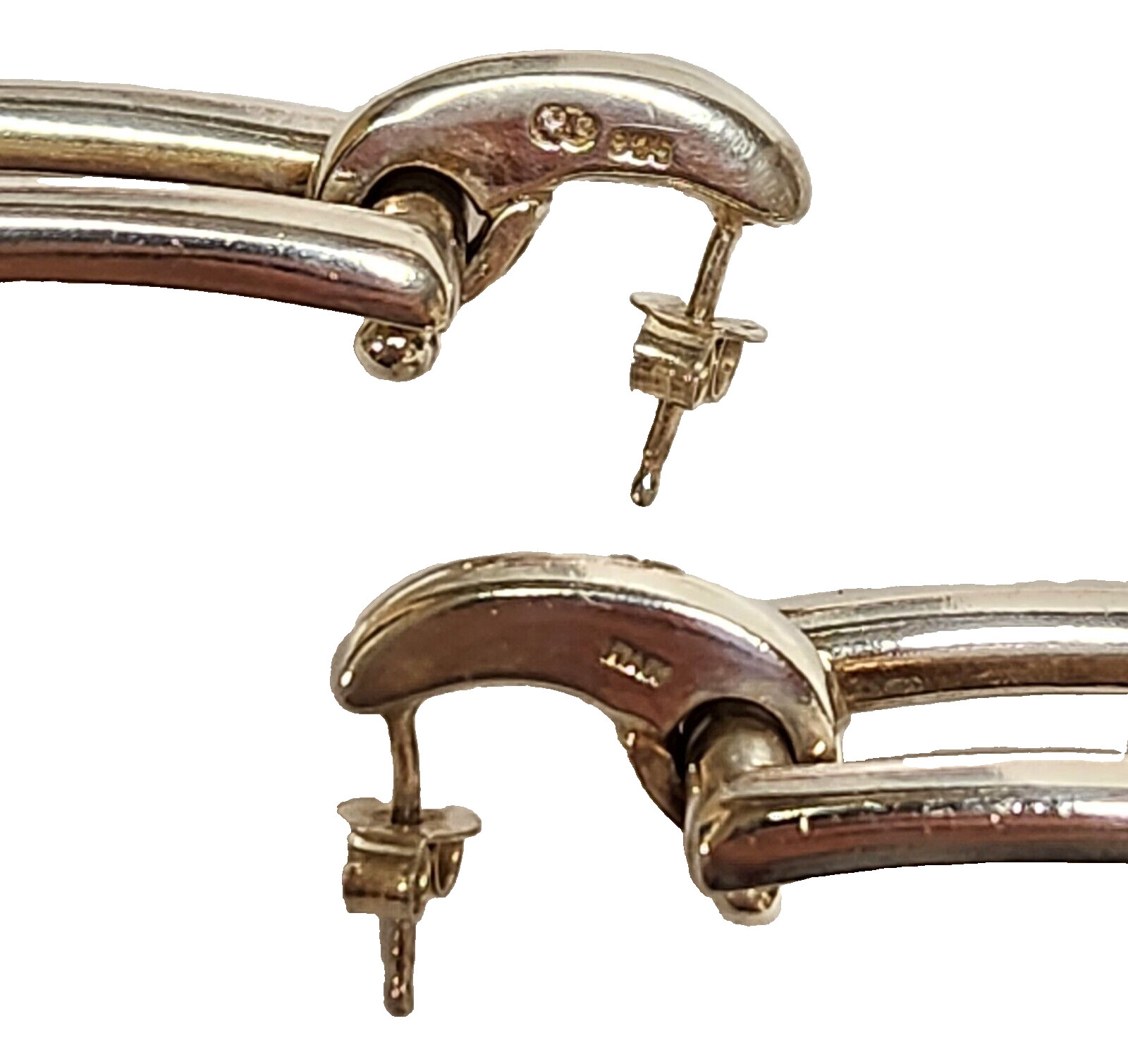 Sterling Silver Rectangle Hoop Drop Earrings 1.25… - image 6