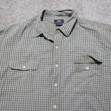 ROUTE 66 Button Down Shirt Green Gray Plaid Short Sleeve Adult Men's Size 2X