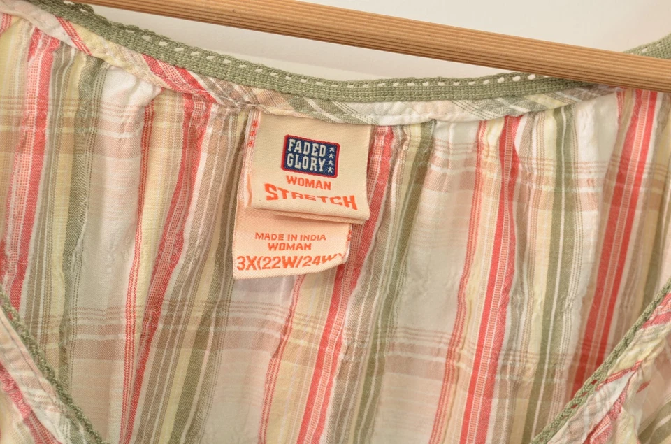 Camisa feminina Faded Glory com botões 22/24W 3X xadrez stretch de algodão - Imagem 4 de 4