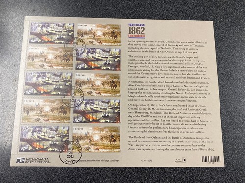 FDC 4664 -65 The Civil War 1862 First Day Canceled Sheet 2012 - Picture 2 of 2