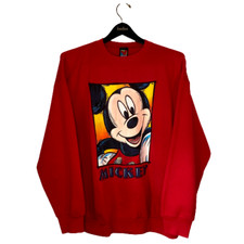Vintage Disney Mickey Unlimited Crew Neck Sweater Long Sleeve Red XL Made In USA