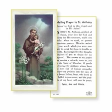 St. Anthony with Unfailing Prayer to Saint Anthony  - Paperstock Holy Card
