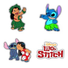 Lilo Stitch Cartoon Set Of 4 Vinyl Sticker Decal - 5'' longer side ID:3