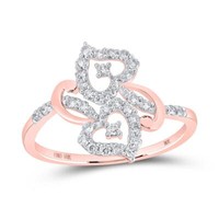 10K Rose Gold Original Diamant Damen Wirbelnd Umgehen Herz Ehering 3/8 Karat