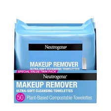 Neutrogena Makeup Remover Wipes, Daily Facial Cleanser Towelettes, 2 x 25 ct, Al