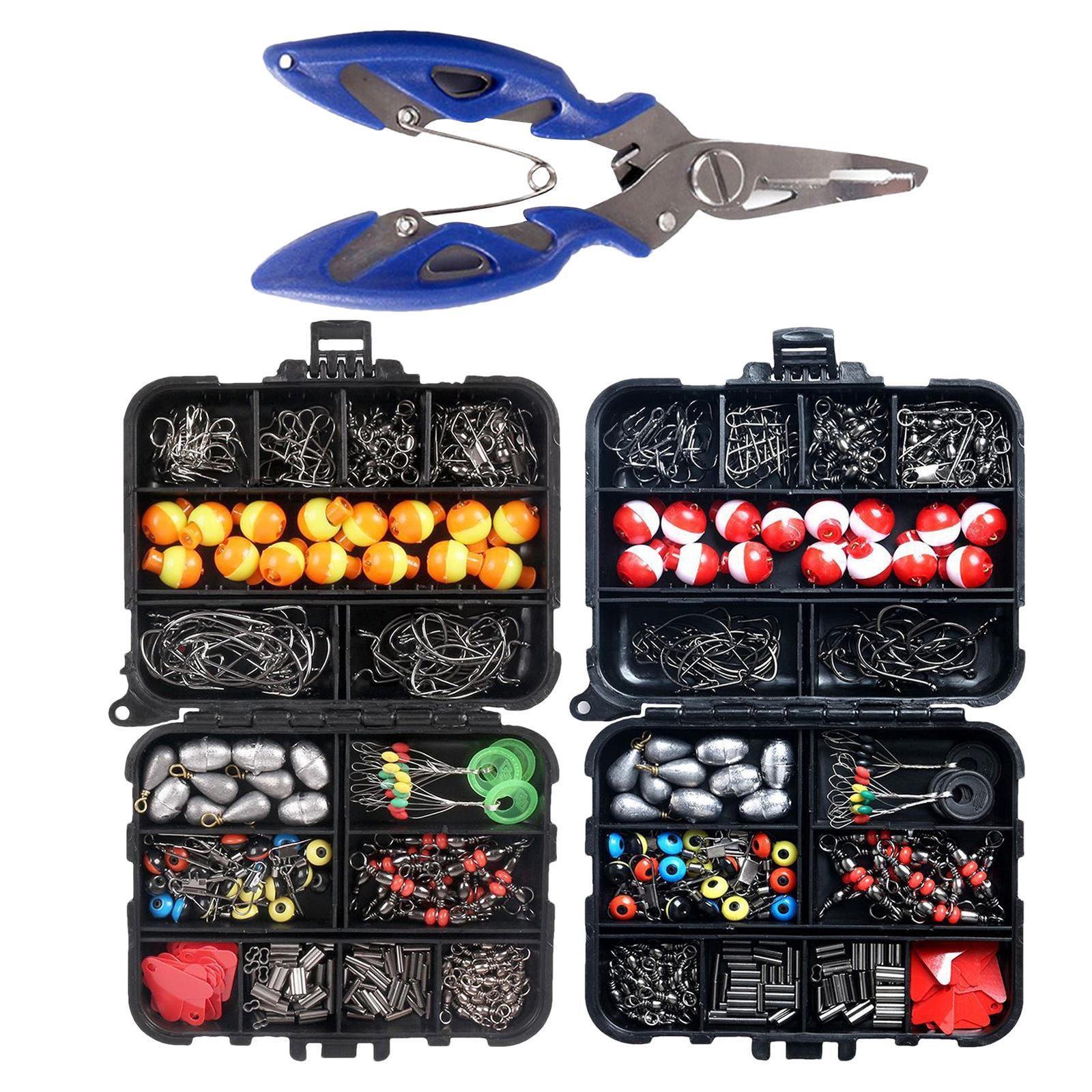 263pcs Fishing Accessories Kit Soft Lures Jig Hooks Bobbers Gear with Tackle Box