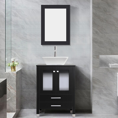 24'' Bathroom Vanity with Sink Storage Cabinet Combo W/ Solid Wood Leg