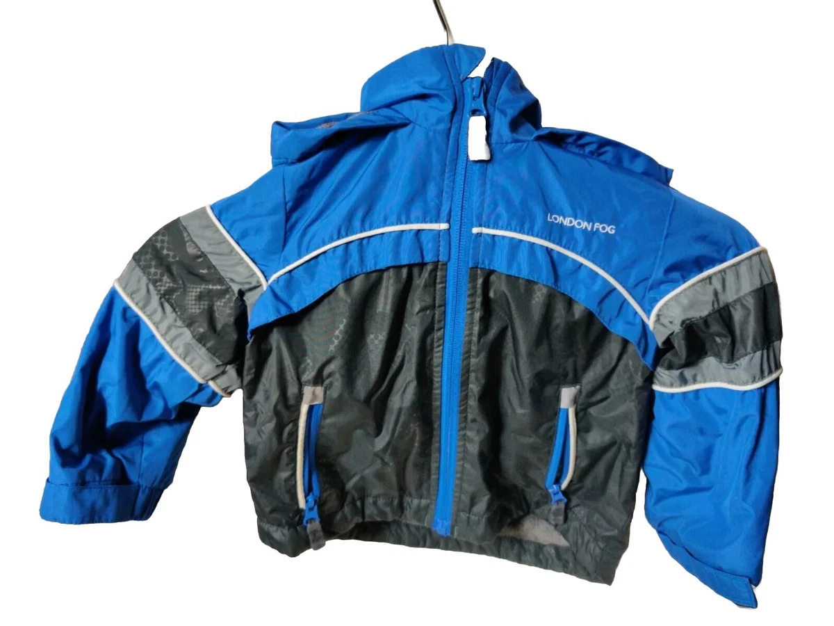 London Fog Boys Coat Blu Blk Zip Hood Winter Jacket Fleece Lined