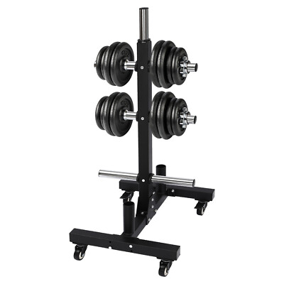 Q235 Steel Plate Rack Tree, Dumbbell Rack, Vertical Storage 4 Universal Wheels