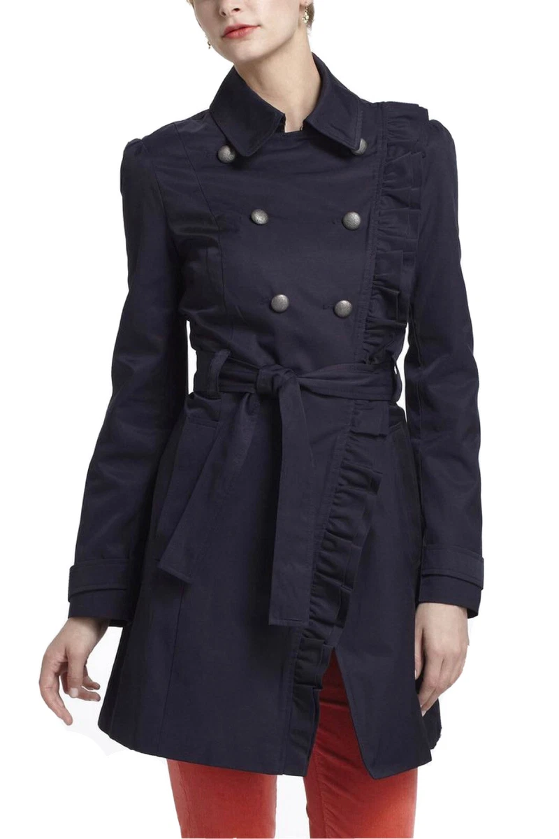 Navy belted cheap coat