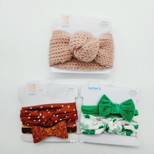 5-Pc Carter's Baby Girls Headwrap Bows Pink Crochet Green Shamrock Orange Dots