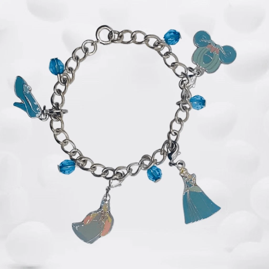 Disney Cinderella Charm Bracelet Silver Blue eBay
