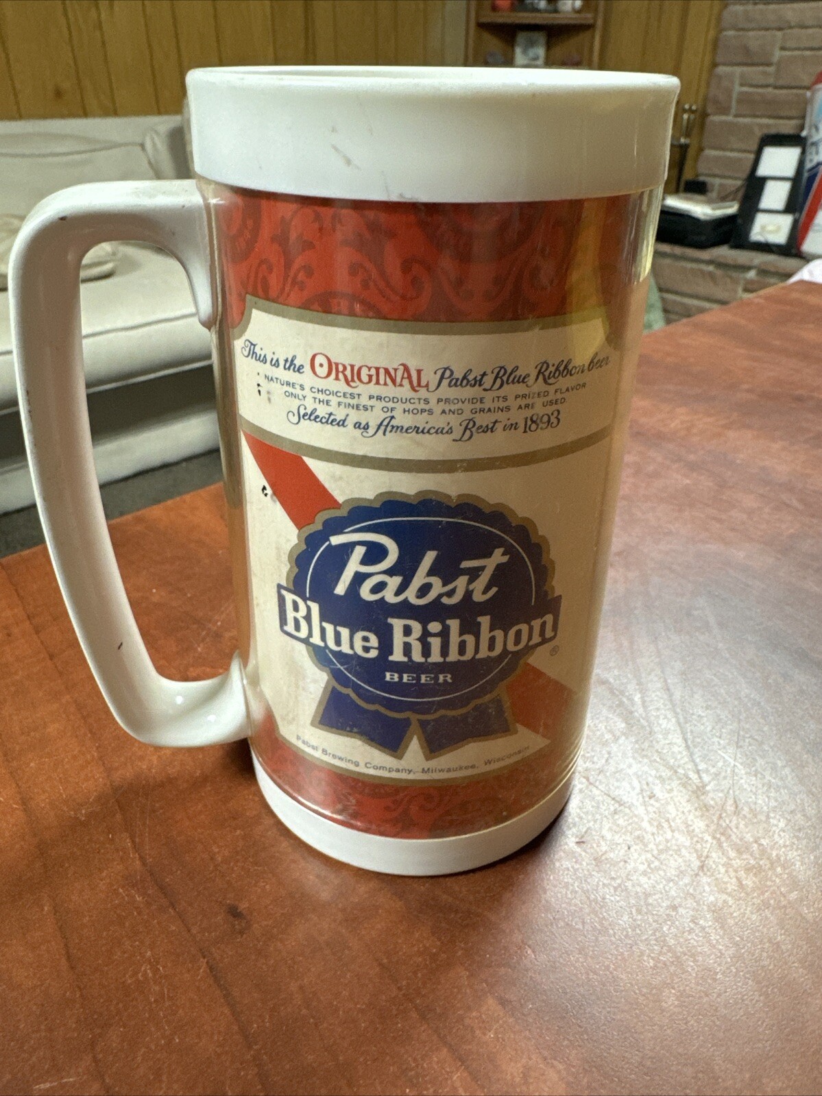 Vintage Thermo-Serv by West Bend PABST BLUE RIBBON Plastic Beer Mug Stein USA