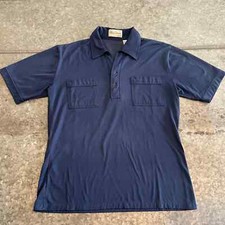 Vintage Oleg Cassini Burma 70s Disco Shirt Mens Large Blue Retro Mod Rockabilly