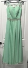 MINT GREEN CUSTOM MADE PROM DRESS / LOOKS TO BE ABOUT A 5 - 6 / PLEATED BODICE