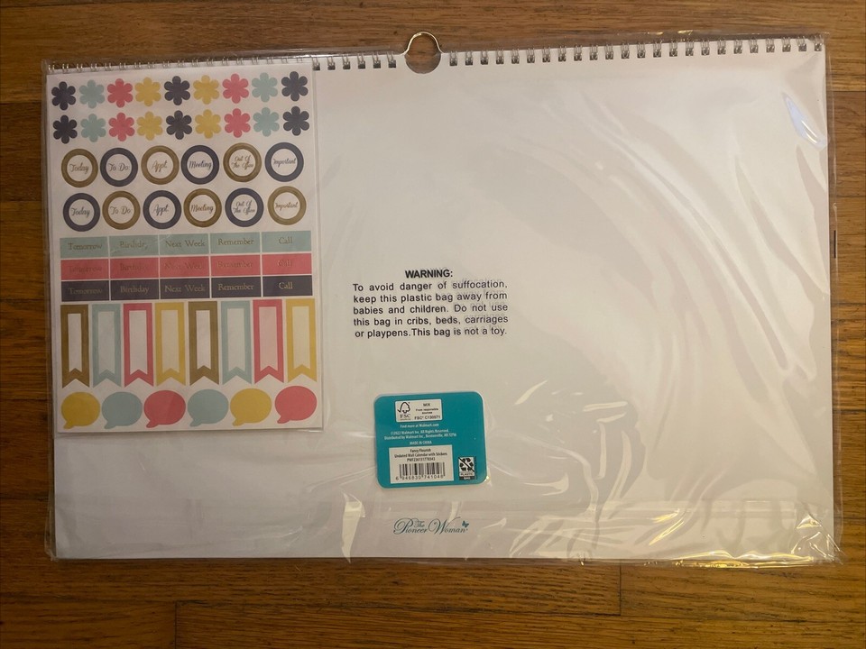 Pioneer Woman Fancy Flourish Undated Desktop/Wall Calendar w/ Stickers