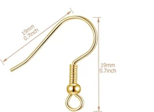 Gold Earring Wires Brass Ear Hooks Jewelry Making Findings 10pcs