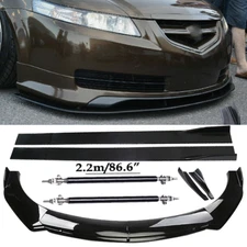 Front Bumper Lip Spoiler Side Skirts Rear Glossy Black For Acura TL 2004-2008