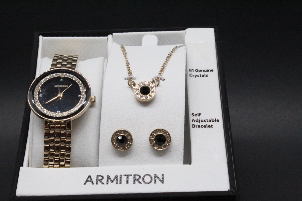 Armitron Women\'s Gold Diamond Genuine Crystal Accented Bracelet Luxury Watch Ladies ARMITRON Gold Tone Diamond Accent Bracelet Watch, MOP  main image 4