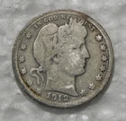 1912 Barber Silver Quarter Dollar US 25c  Coin