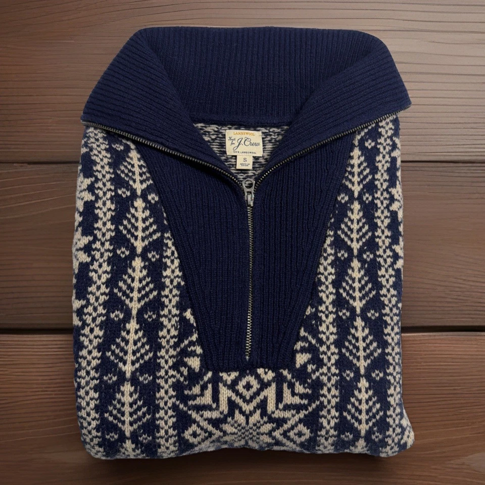 J. Crew Men’s Lambswool Fair Isle Half-zip Sweater Size Small - Image 2 of 4