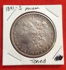1891-S Morgan Silver Dollar Choice AU Toned *923*
