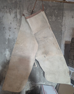 Haying Chaps -Horse Shoeing Chaps - Light Tan - Rough Leather