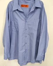 Men's Red Kap Long Sleeve Blue Work Shirt, Sz. 4XL, NEW