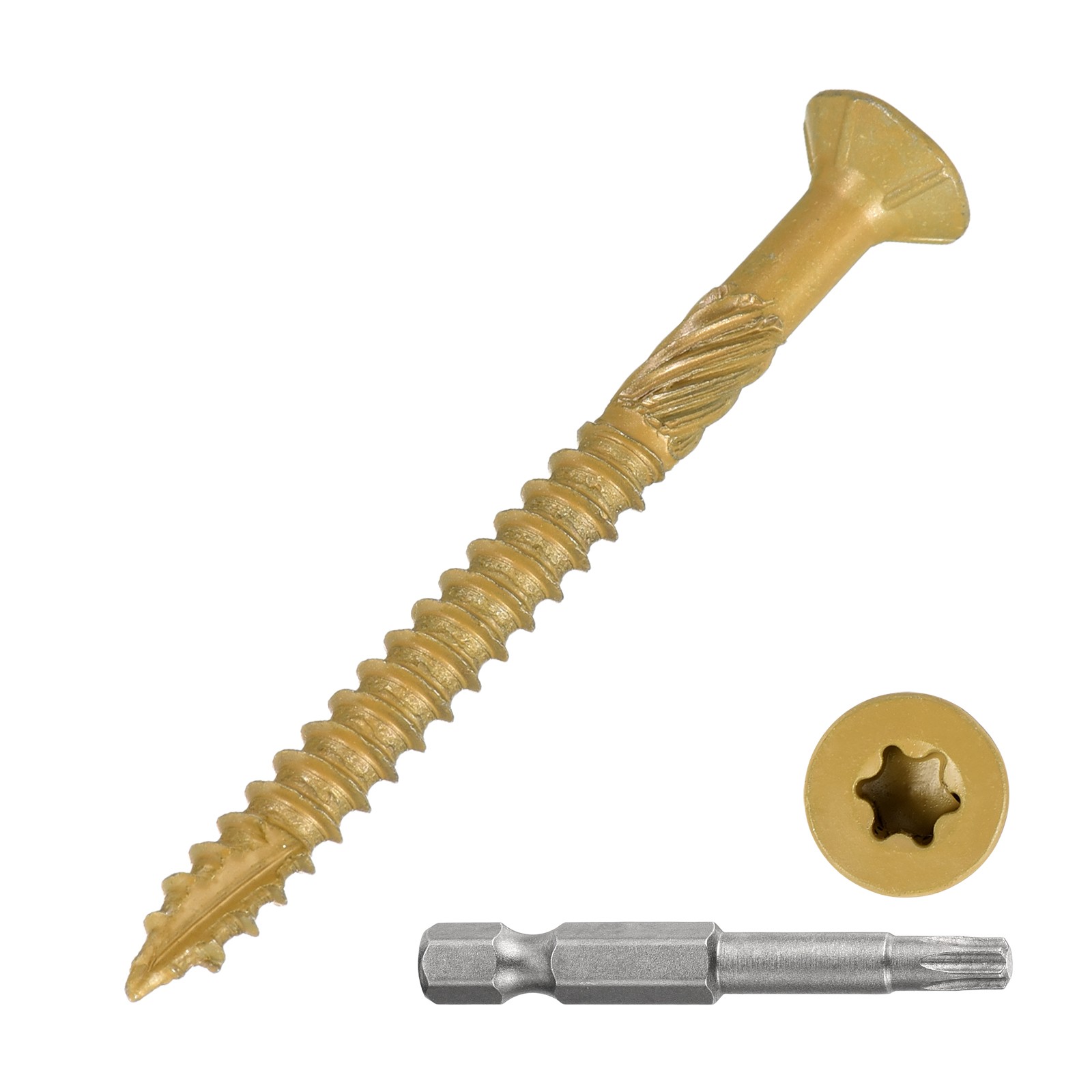 Deck Screws #9x2 Inch 30Pcs Carbon Steel T25 Torx Drive Tan Wood Screws