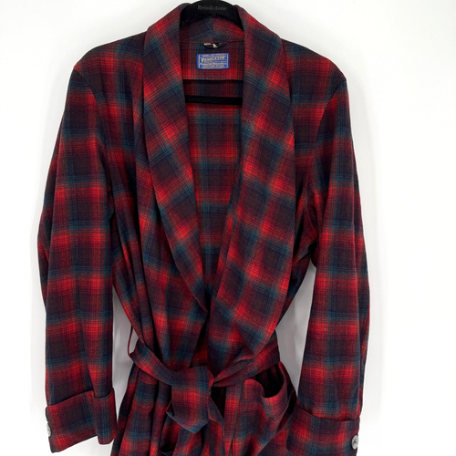 Pendleton Robe Mens Medium Red Green Plaid 100% Virgin Wool Shawl ...