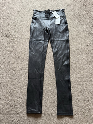Spanx Leggings Women s S Black NWT Faux Leather Petite 2437Q Workout MSRP: $98