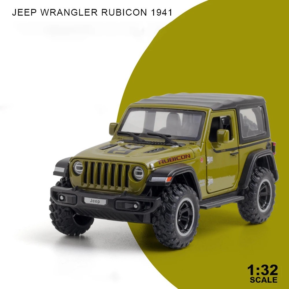 1:32 Jeep Wrangler Rubicon Diecast Model Toy Alloy Off-Road Car w/ Light Sound