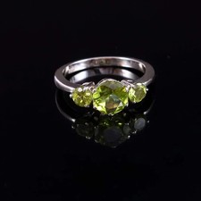 Natural Peridot Sterling Silver Round Green Ring For Mother