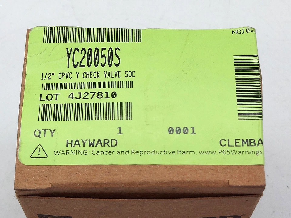 Válvula de retención en Y industrial Hayward YC20050S 1/2" CPVC CON EXTREMOS DE ENCHUFE 1/2 PULGADA *NUEVA* Foto 2 de 4