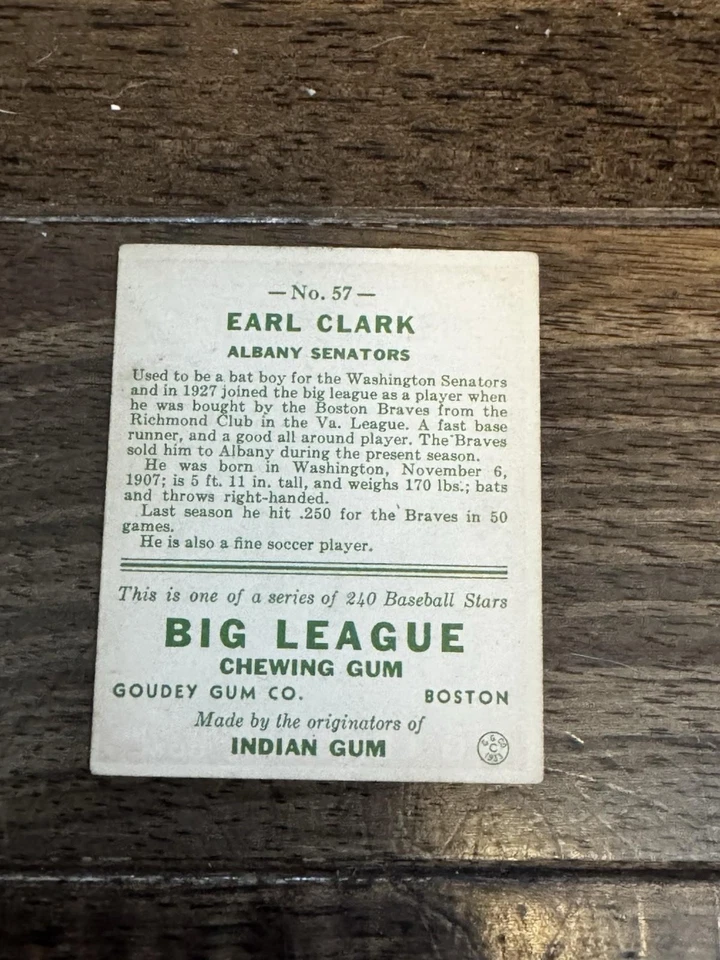1933 🔥 Goudy Earl Clark #57 - Image 4 of 4