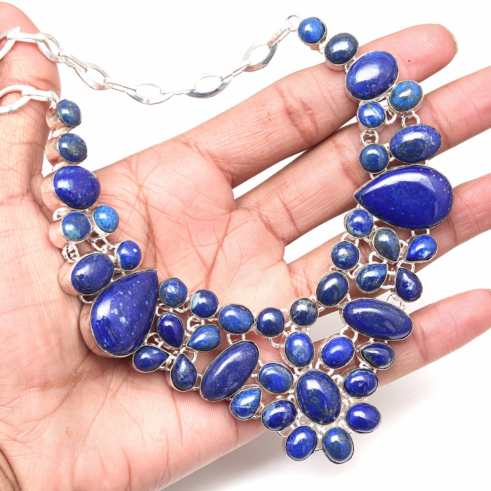 Lapis Lazuli Cabochon Gemstone Necklace for Women and Men 18-20 Inches-image