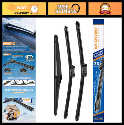 Set of 3 Windshield Wipers 24''/16''/12'' for Chevy Spark 2013-2015 - Front & Rear
