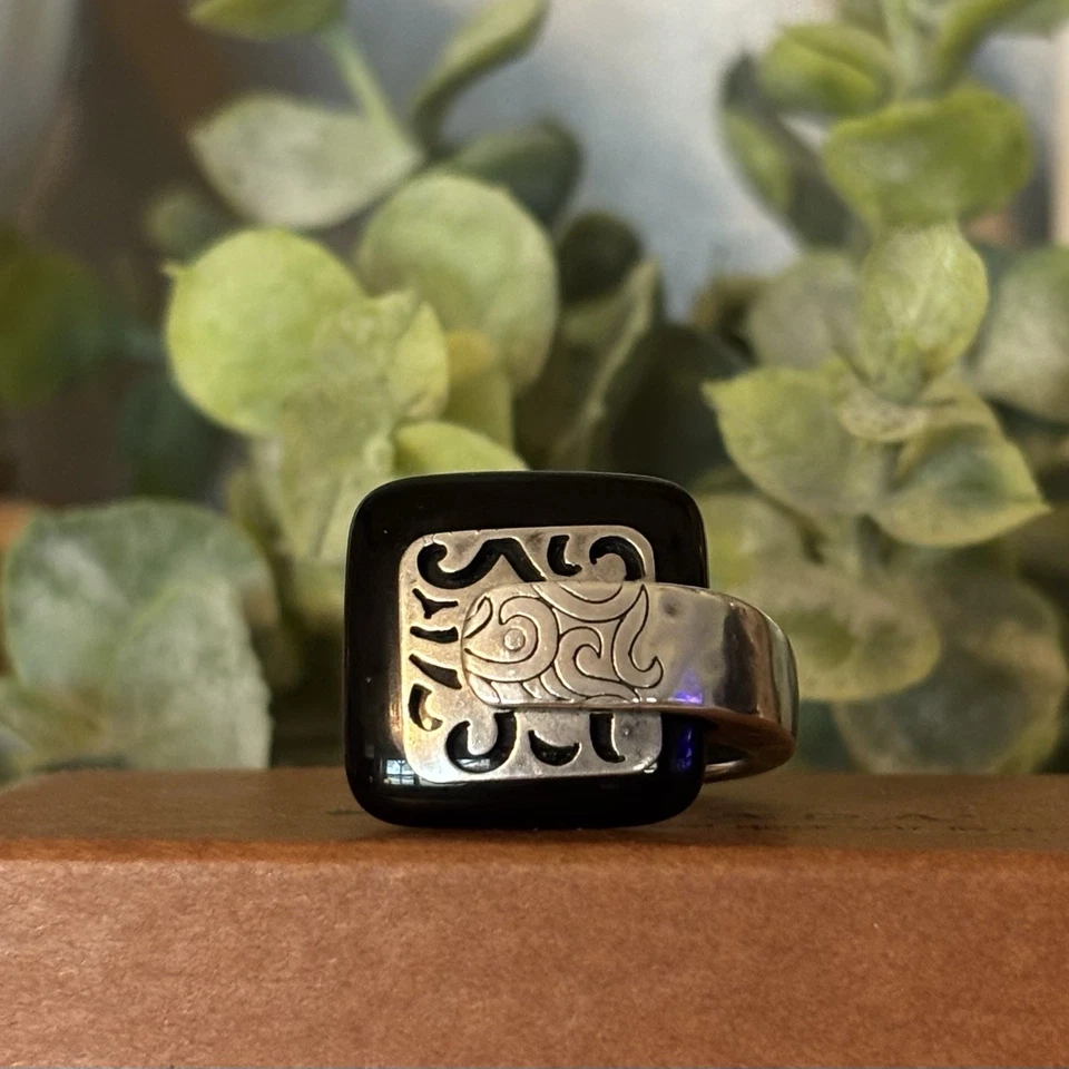 Silpada Blacktop Swirl Agate Sterling Silver Ring - R2390 Size 7 - Image 2 of 4