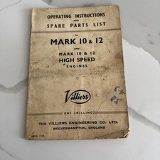 VILLIERS ENGINE MARK 10 & 12 OPERATORS MANUAL WITH ILLUSTRATED PARTS LIST