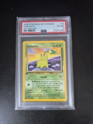 PSA 6 - 1st Edition - Chikorita 53/111 - 2000 Neo Genisis - Pokemon Tcg