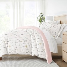 Duvet Cover Set Twin Pink Wildflower Reversible 3 Piece Bedding