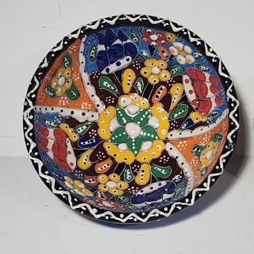 2 Vtg Beautiful Turkish Style Bowls Bowl Set Colorful Handmade 5 & 3.25" Signed - Picture 12 of 18
