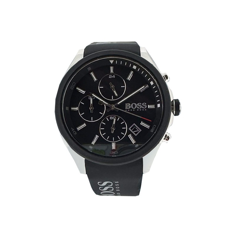 Hugo Boss Men's Watch Black Rubber Strap Dial Chronograph Velocity 1513716