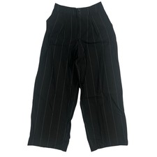 Nili Lotan for Target Black Pinstripe High Waist Wide Leg Cropped Dress Pants 0