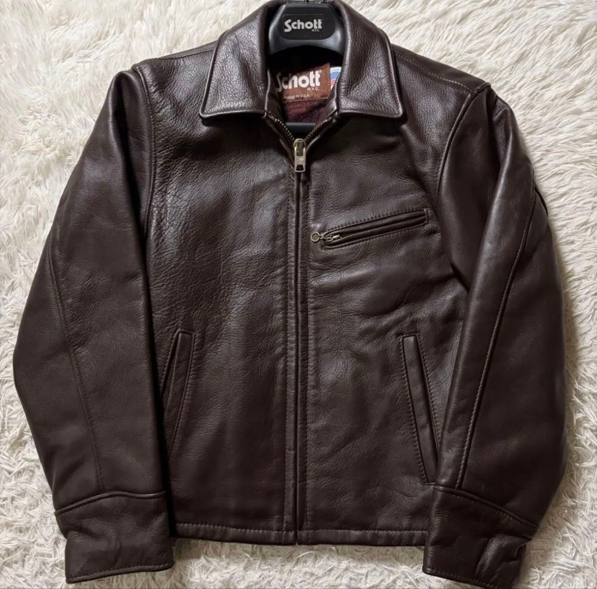SCHOTT 681 Bordeaux Leather Highwayman Riders Tracker Jacket Size