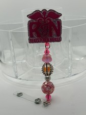 RN Registered Nurse Beaded Badge Reel