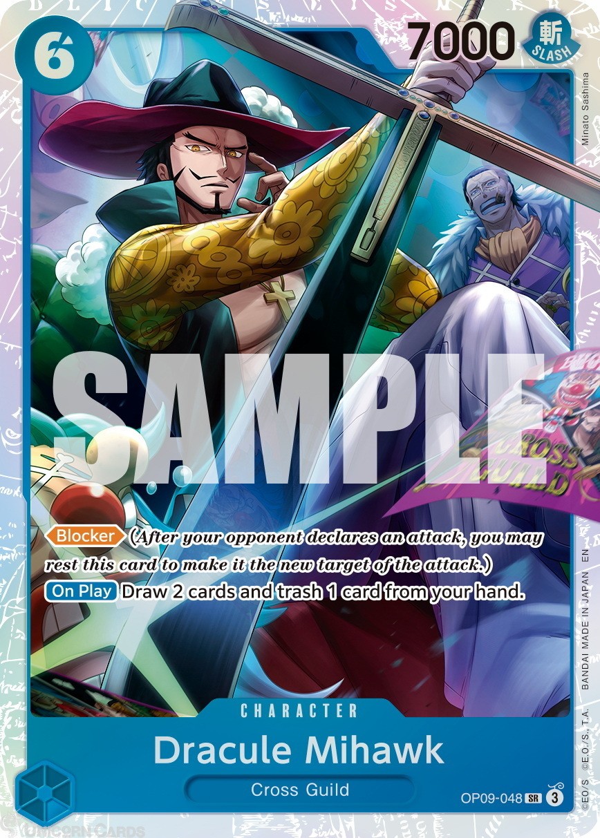 OP09-048 Dracule Mihawk : Super Rare English One Piece TCG Card : PRB02: One Pie