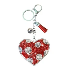 Popfizzy Red Heart Keychains for Women and Girls, Bedazzled Polka Dot Purse...
