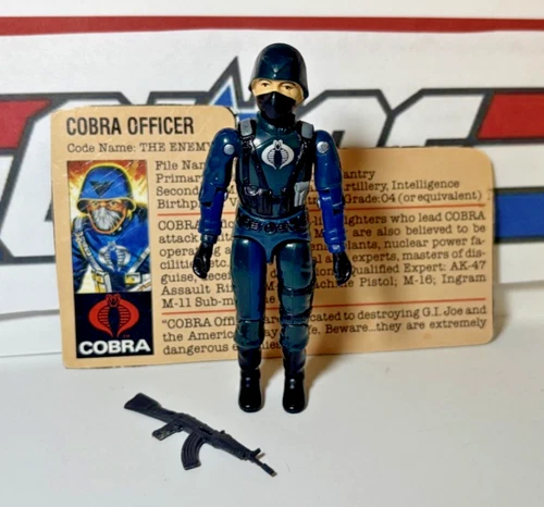 GI Joe Cobra Officer 1982 v1 *COMPLETE w/Card, Near Mint!* Straight Arm Vintage